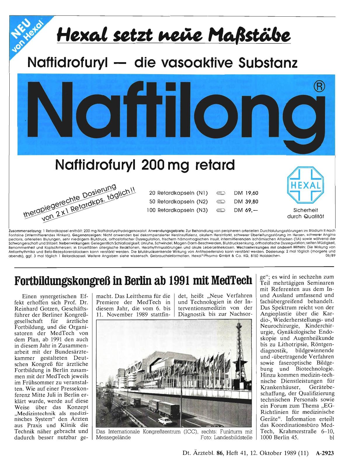 Vorschauseite 1: Fortbildungskongreß in Berlin ab 1991 mit MedTech