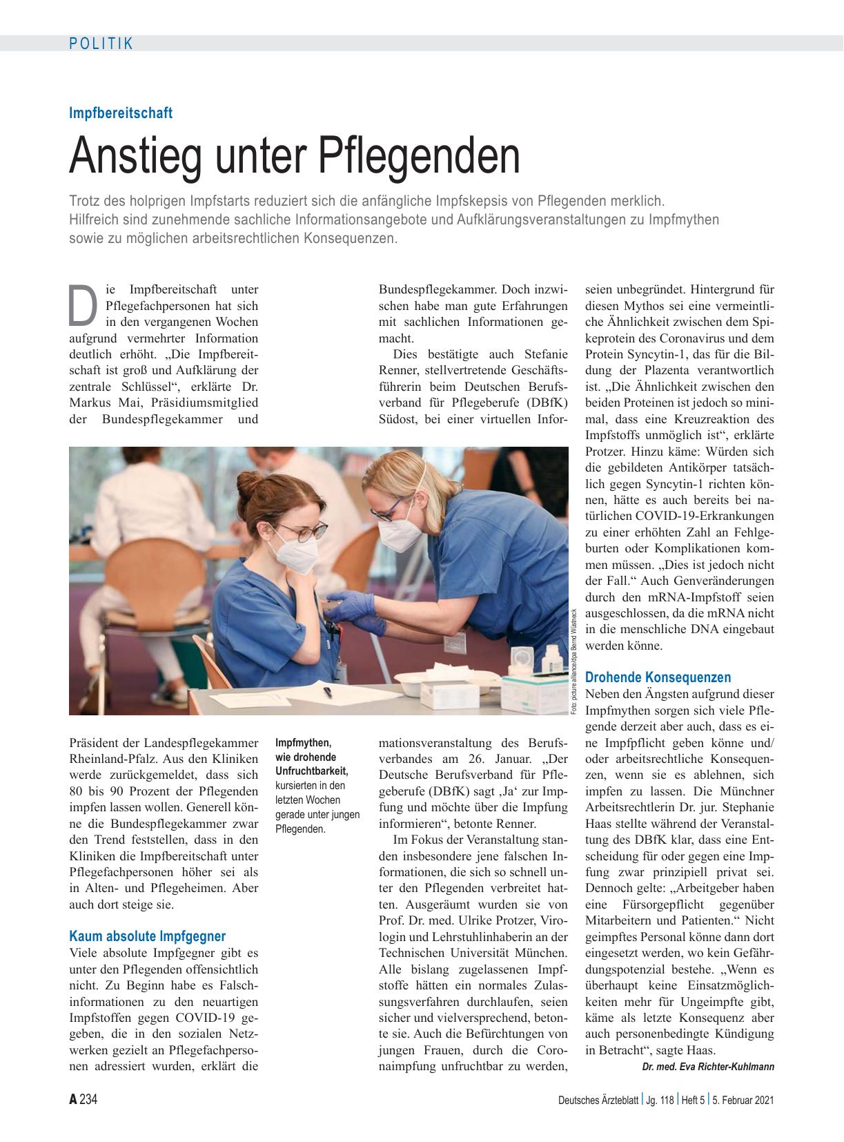 Vorschauseite 1: Impfbereitschaft: Anstieg unter Pflegenden