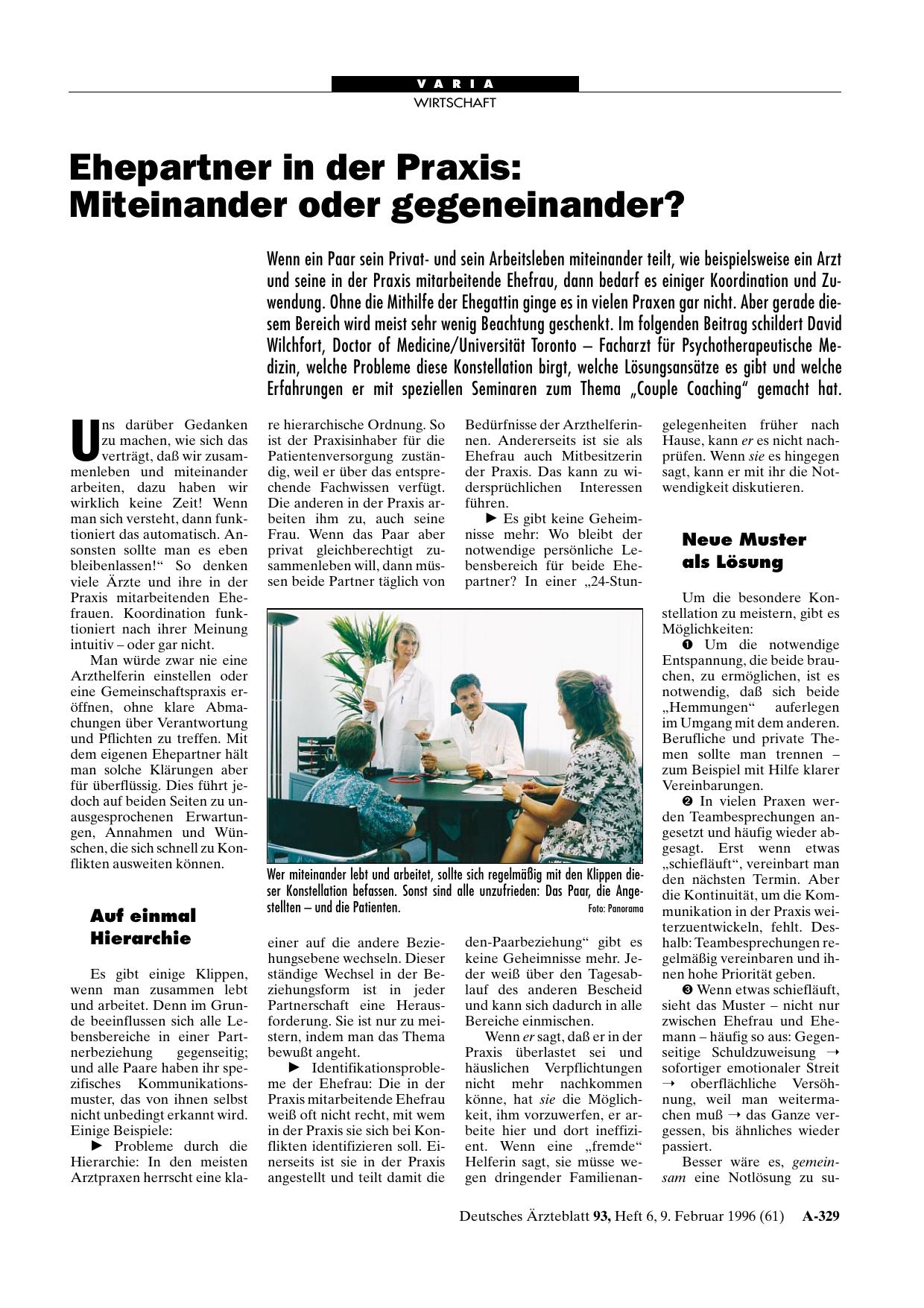 Vorschauseite 1: Ehepartner in der Praxis: Miteinander oder gegeneinander?