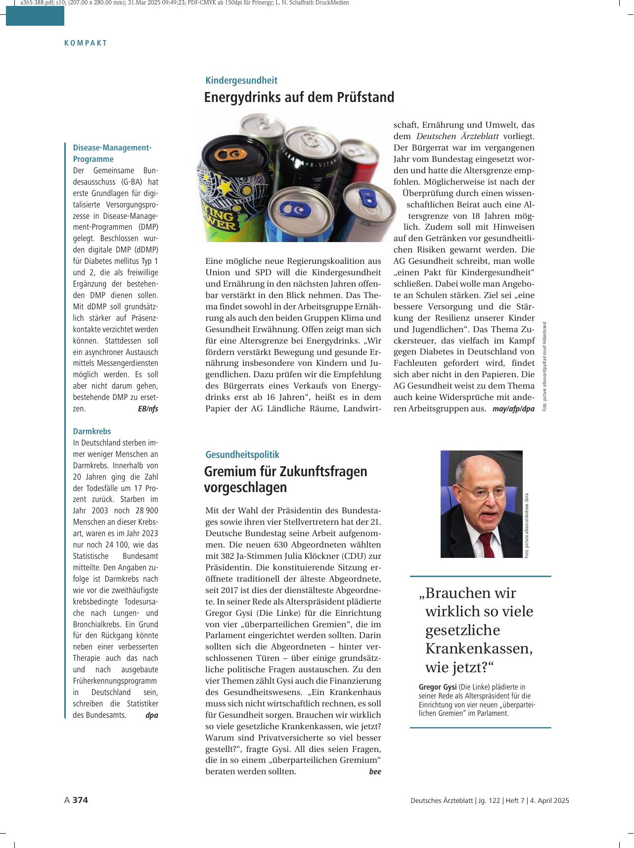 Vorschauseite 1: Disease-Management-Programme / Darmkrebs
