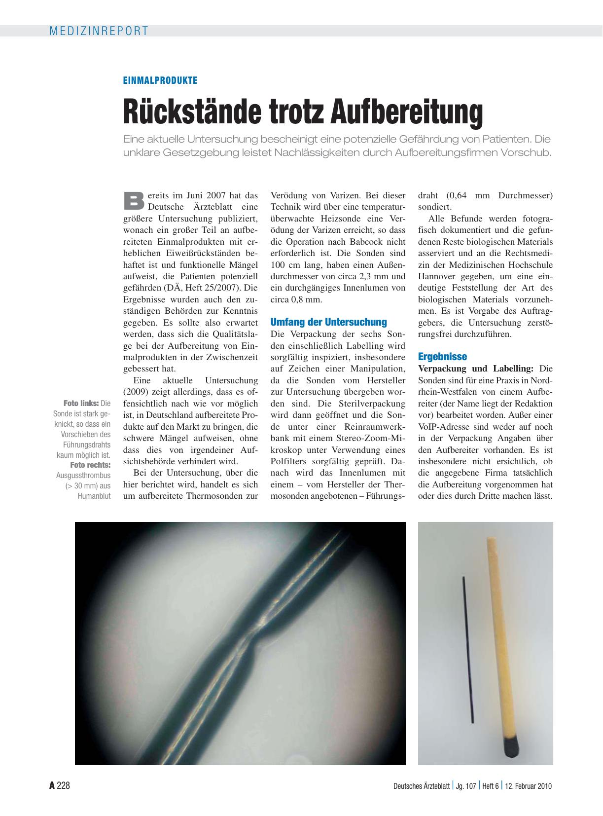 Vorschauseite 1: Einmalprodukte: Rückstände trotz Aufbereitung