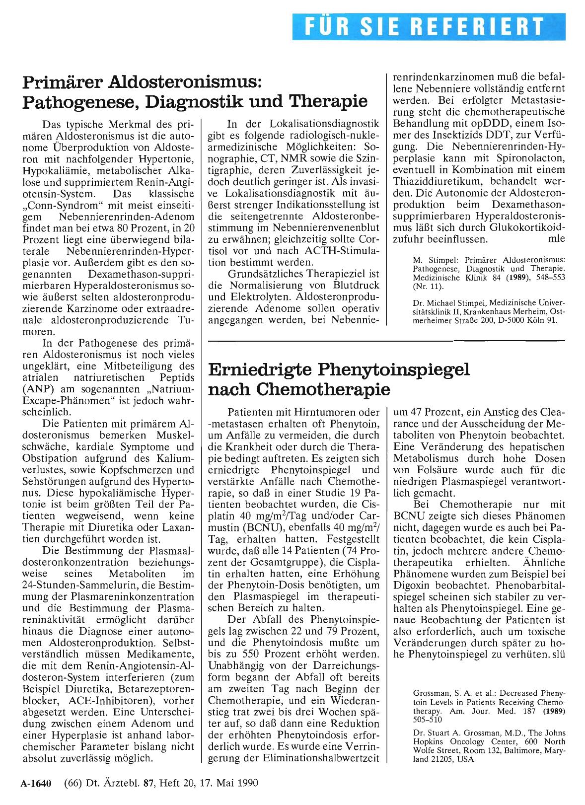 Vorschauseite 1: Erniedrigte Phenytoinspiegel nach Chemotherapie