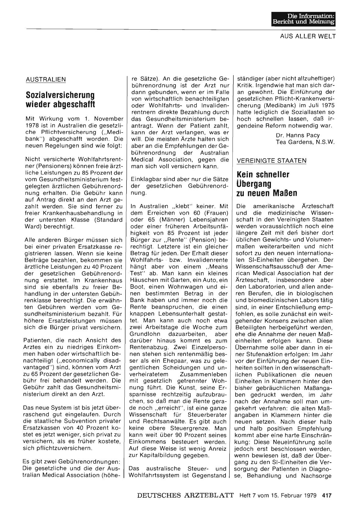 Vorschauseite 1: Australien: Sozialversicherung wieder abgeschafft