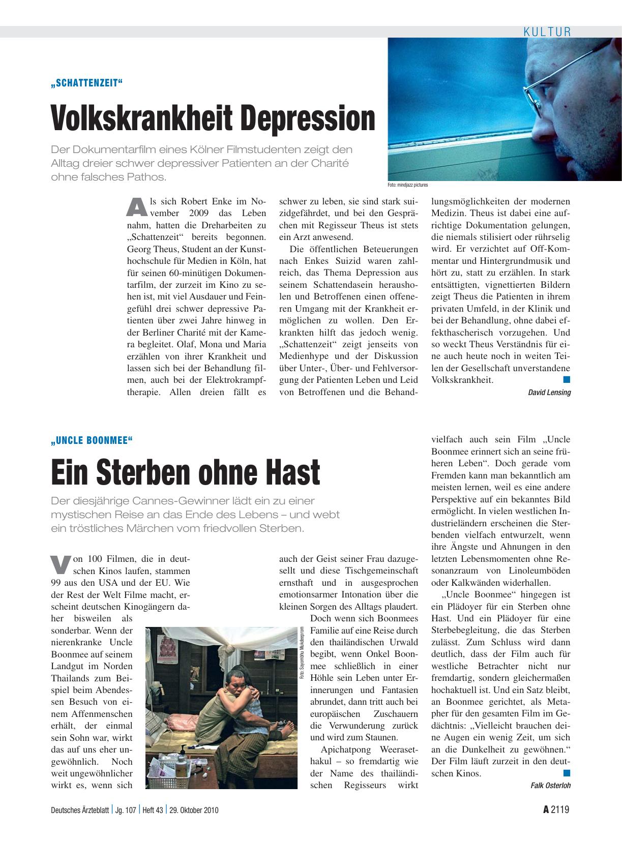 Vorschauseite 1: „uncle boonmee“: Ein Sterben ohne Hast