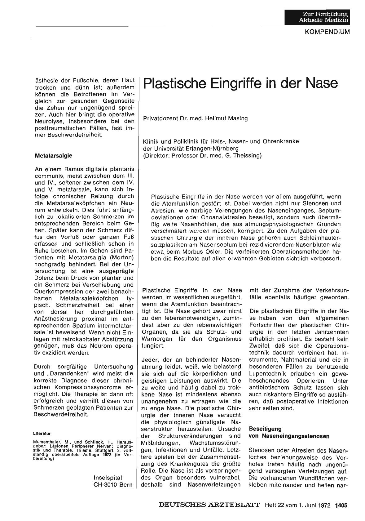 Vorschauseite 1: Plastische Eingriffe in der Nase