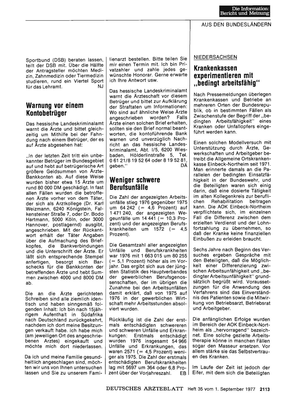 Vorschauseite 1: Weniger schwere Berufsunfälle