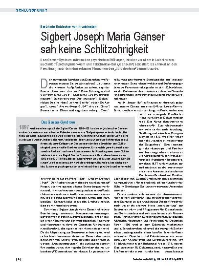 Vorschauseite 1: Berühmte Entdecker von Krankheiten: Sigbert Joseph Maria Ganser sah keine Schlitzohrigkeit