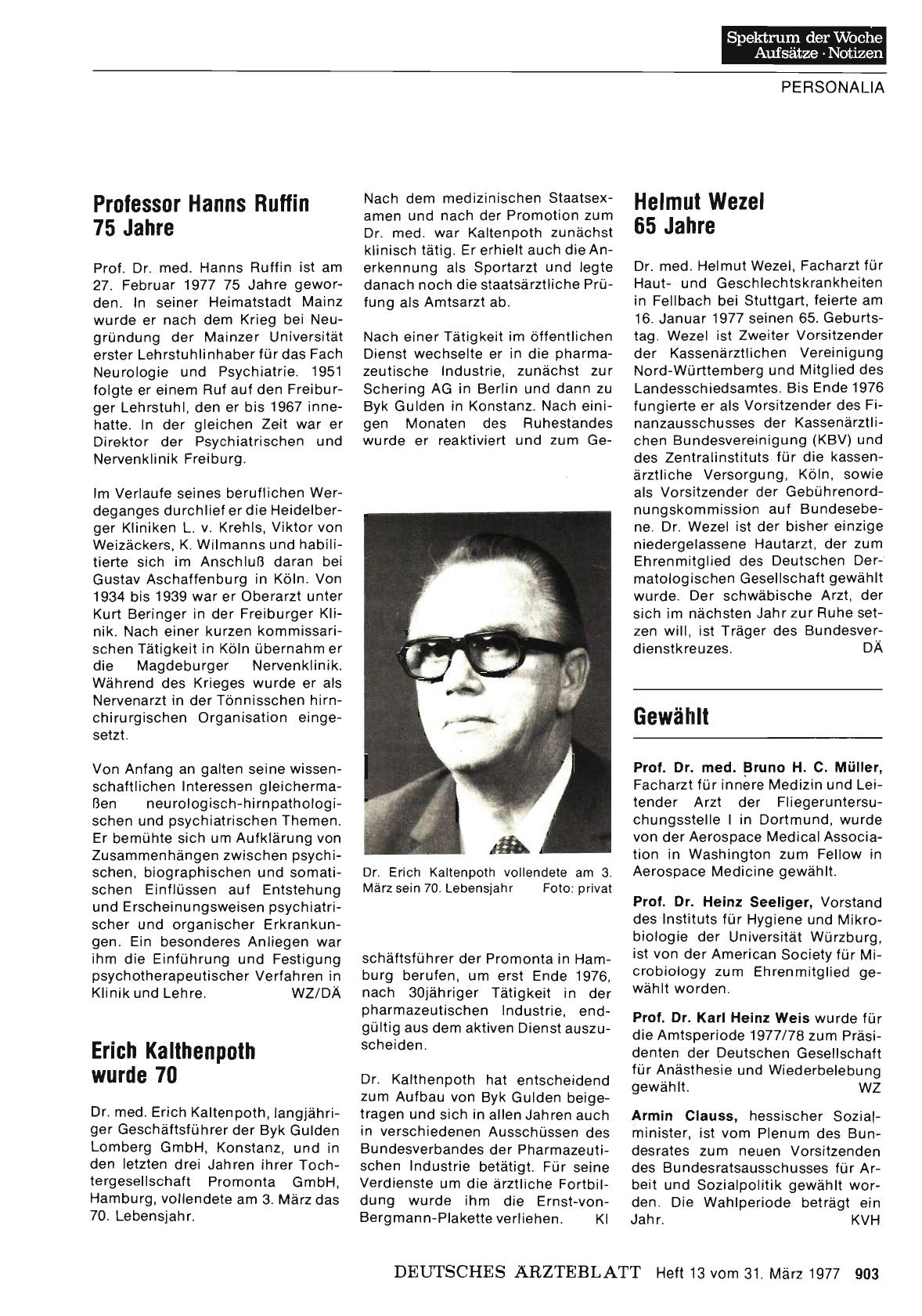 Vorschauseite 1: Helmut Wezel 65 Jahre