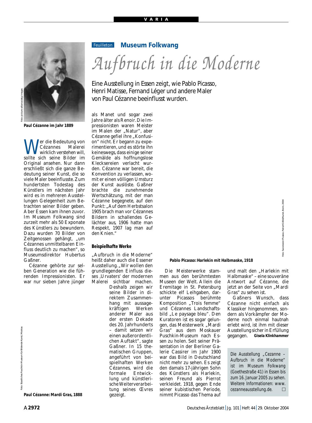 Vorschauseite 1: Museum Folkwang: Aufbruch in die Moderne