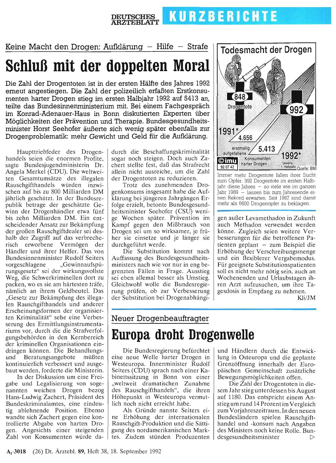 Vorschauseite 1: Keine Macht den Drogen: Aufklärung — Hilfe — Strafe: Schluß mit der doppelten Moral
