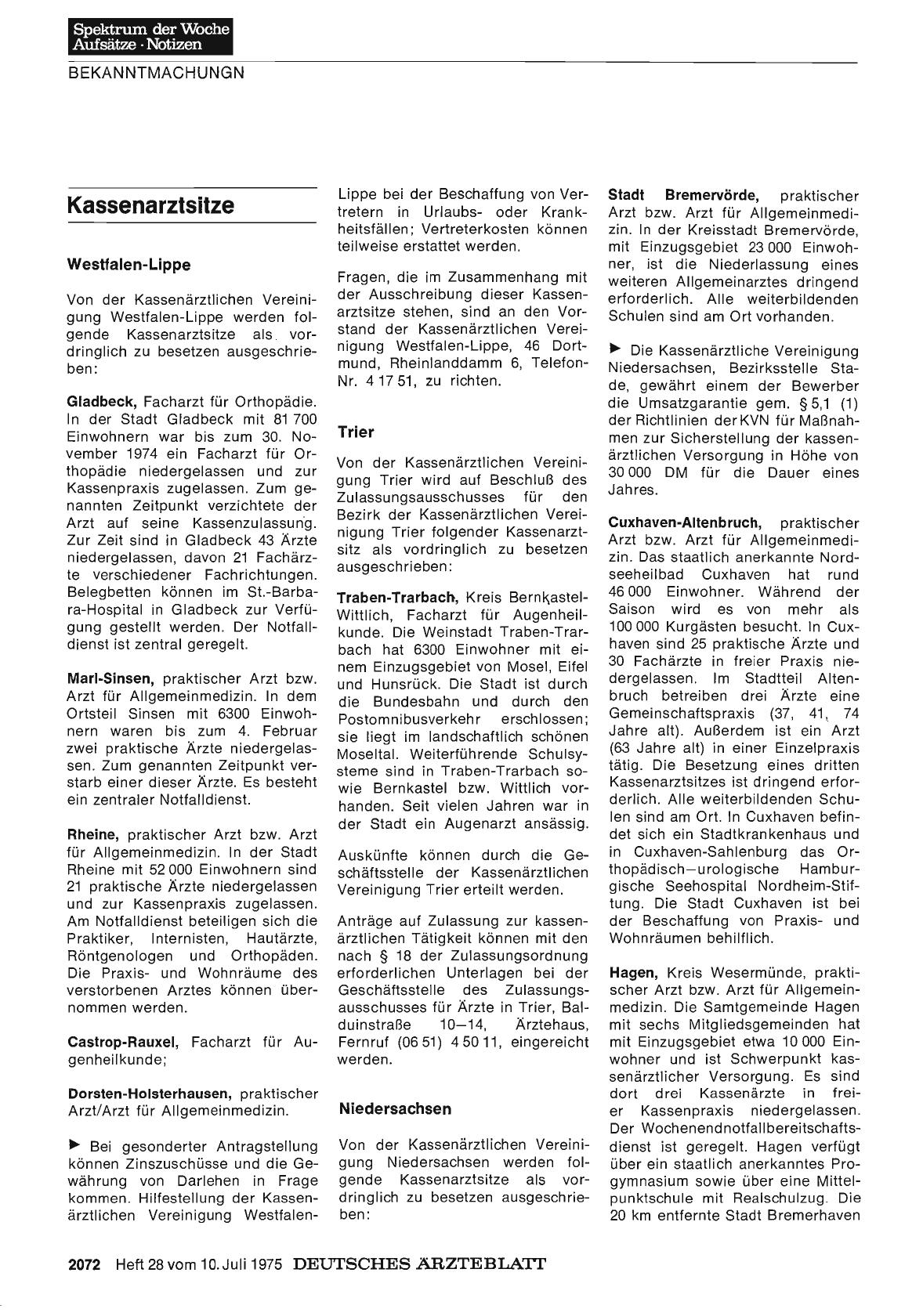 Vorschauseite 1: Kassenarztsitze