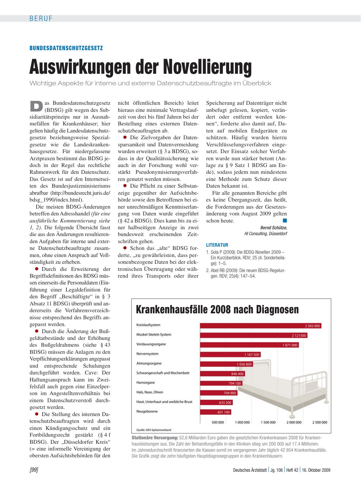 Vorschauseite 1: Bundesdatenschutzgesetz: Auswirkungen der Novellierung