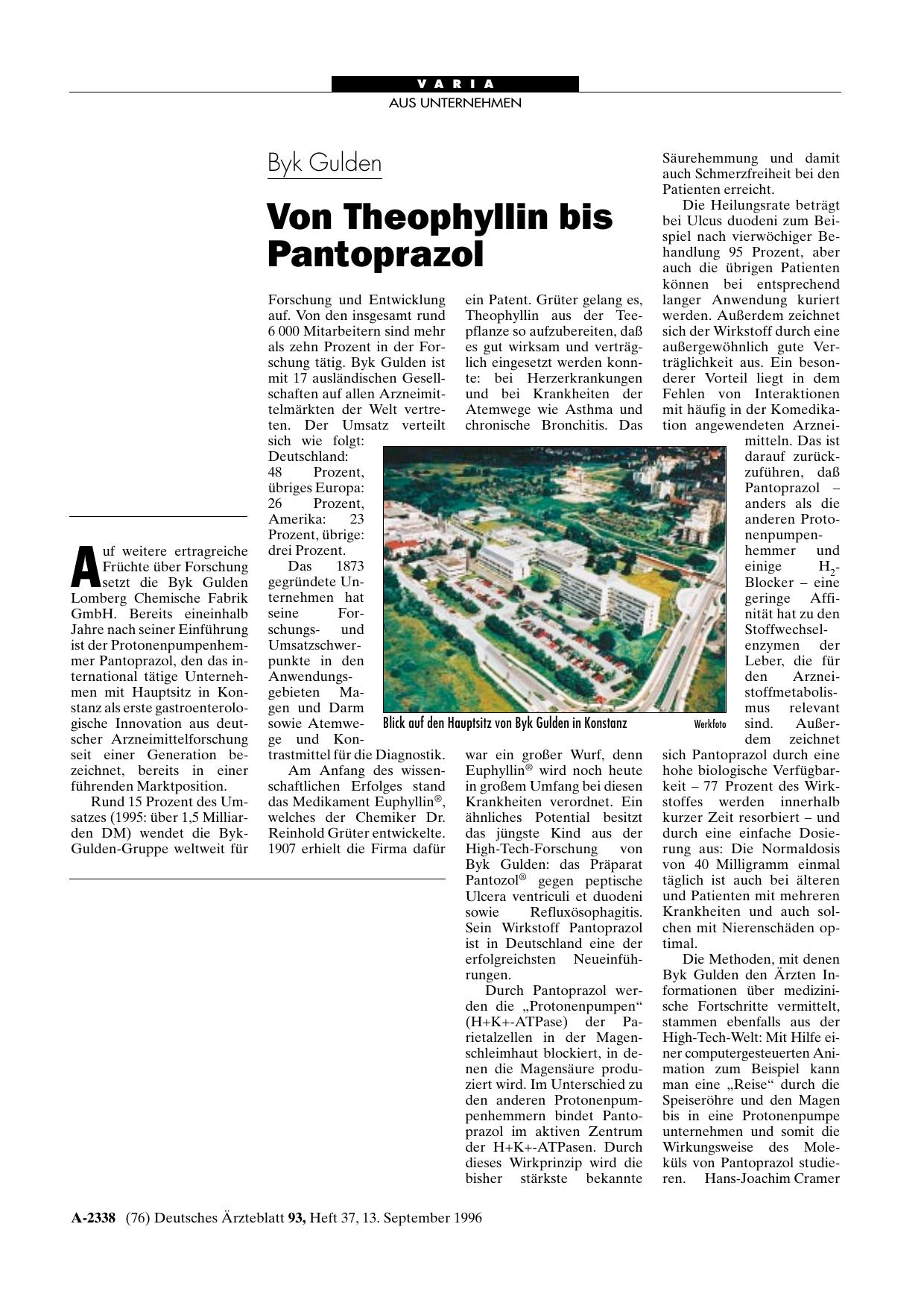 Vorschauseite 1: Byk Gulden: Von Theophyllin bis Pantoprazol