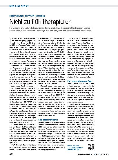Vorschauseite 1: Nebenwirkungen bei COVID-19-Impfung: Nicht zu früh therapieren