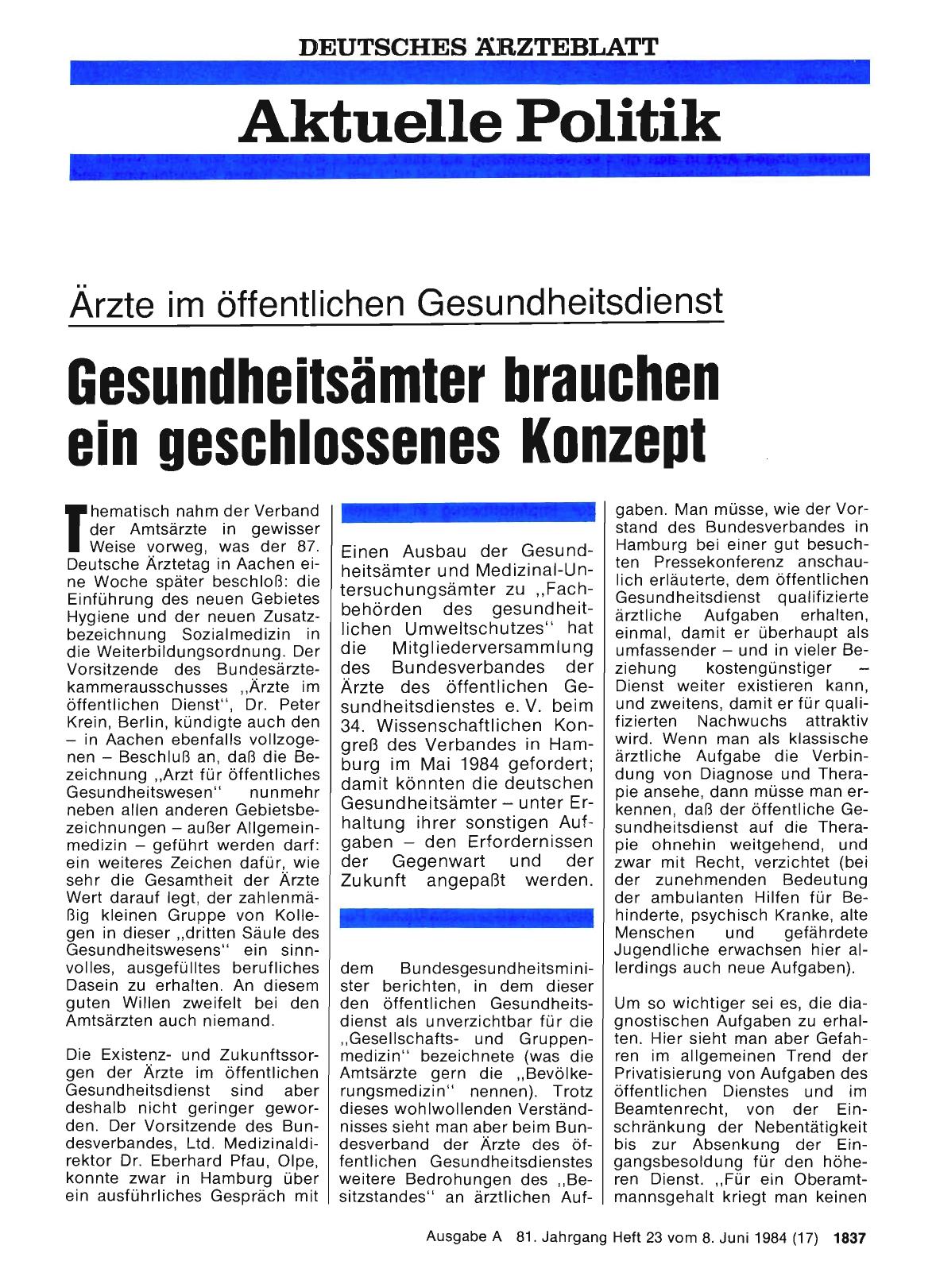 Vorschauseite 1: Gesundheitsämter brauchen ein geschlossenes Konzept: Ärzte im öffentlichen Gesundheitsdienst