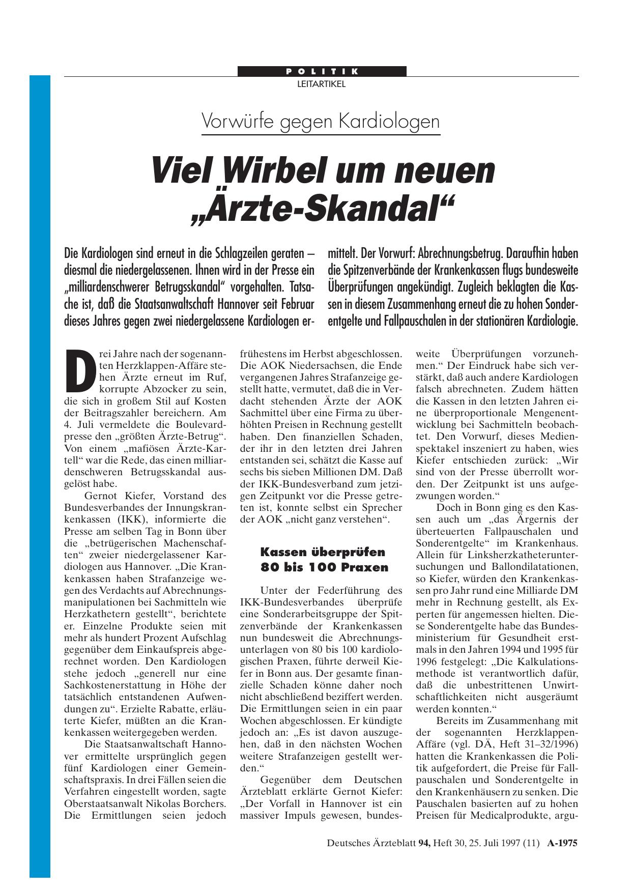 Vorschauseite 1: Vorwürfe gegen Kardiologen: Viel Wirbel um neuen „Ärzte-Skandal“