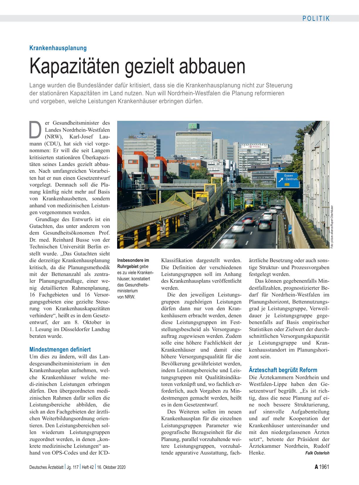 Vorschauseite 1: Krankenhausplanung: Kapazitäten gezielt abbauen