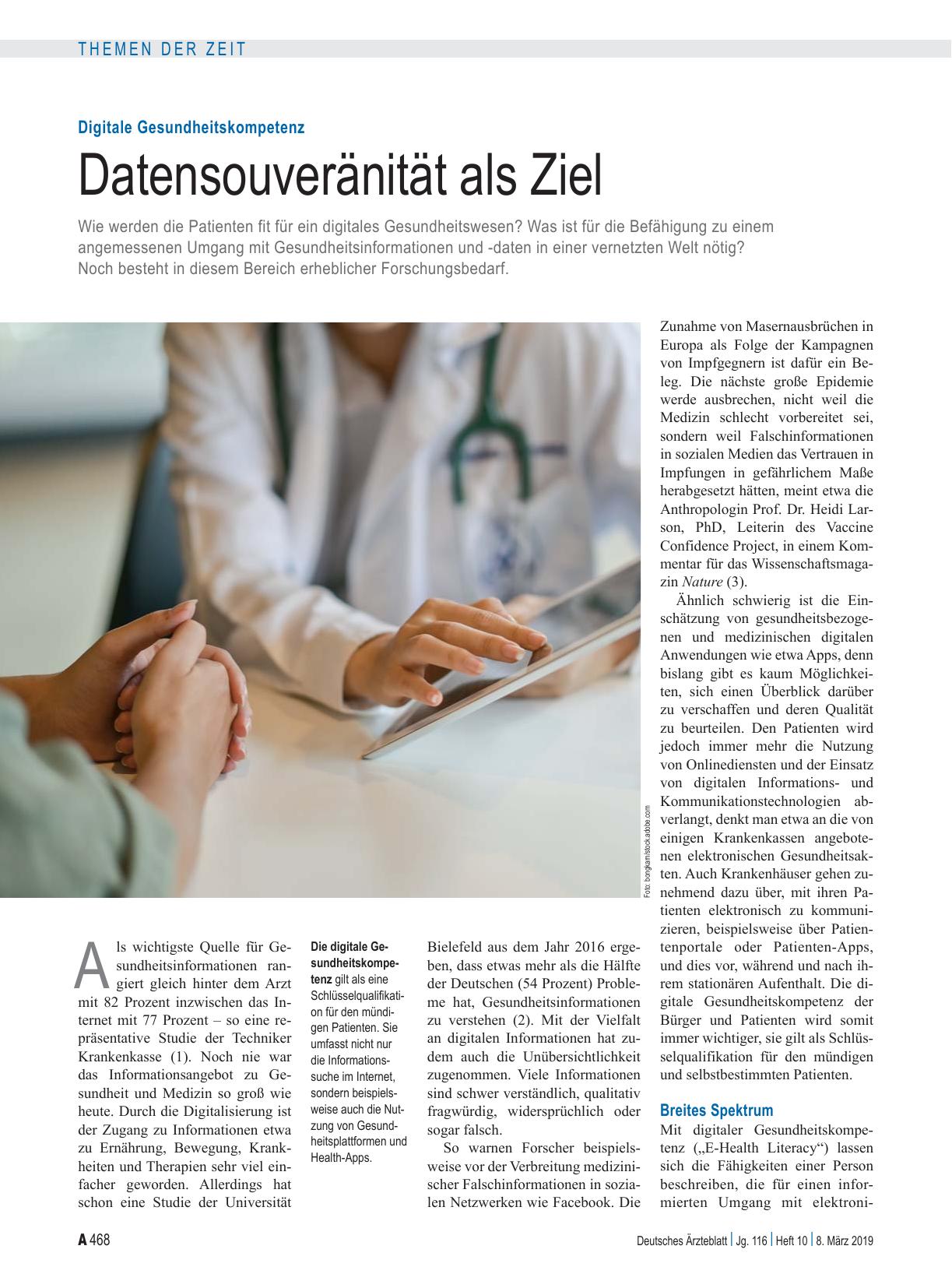 Vorschauseite 1: Digitale Gesundheitskompetenz: Datensouveränität als Ziel