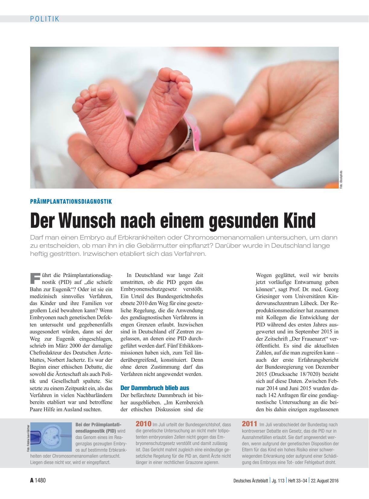 Vorschauseite 1: Präimplantationsdiagnostik: Der Wunsch nach einem gesunden Kind