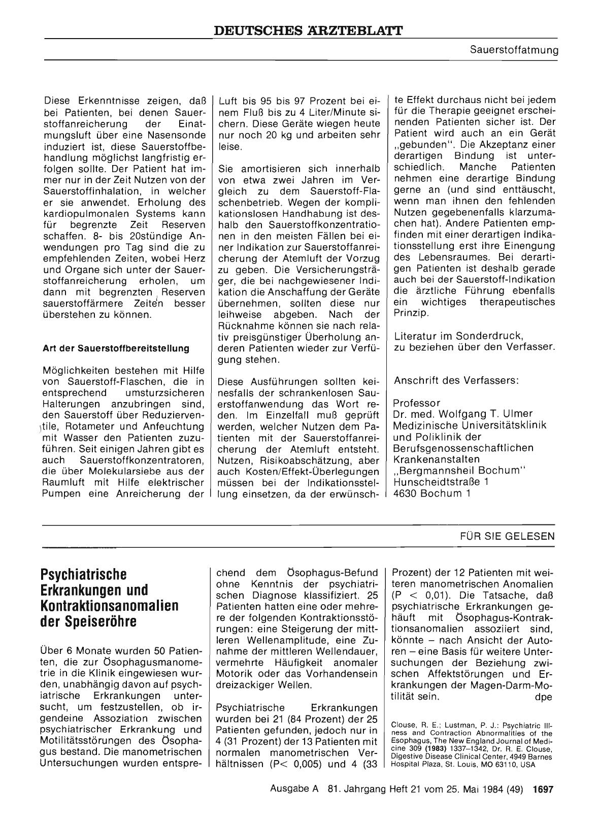 Vorschauseite 1: Psychiatrische Erkrankungen und Kontraktionsanomalien der Speiseröhre