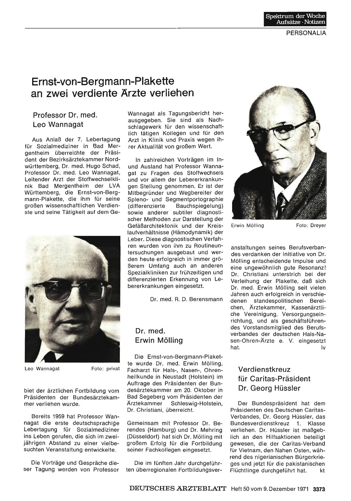 Vorschauseite 1: Verdienstkreuz für Caritas-Präsident Dr. Georg Hüssler