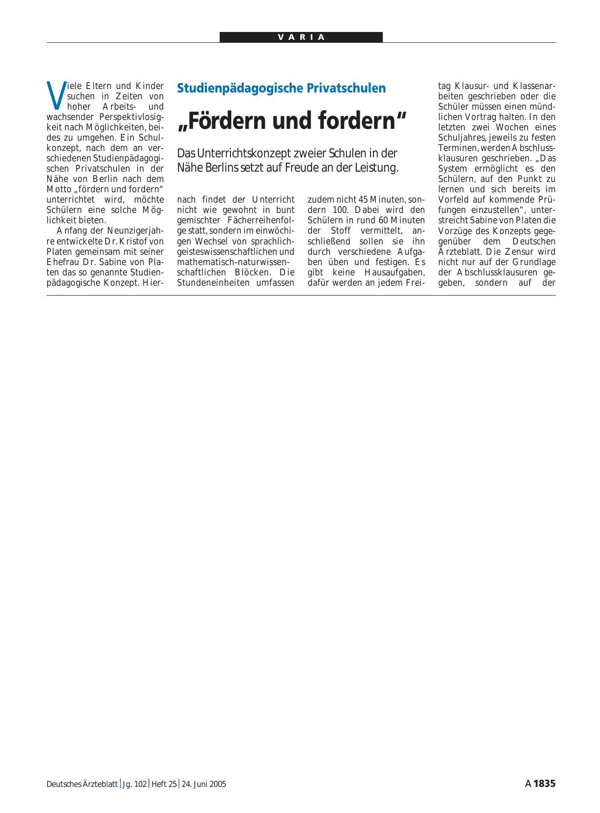 Vorschauseite 1: Studienpädagogische Privatschulen: „Fördern und fordern“