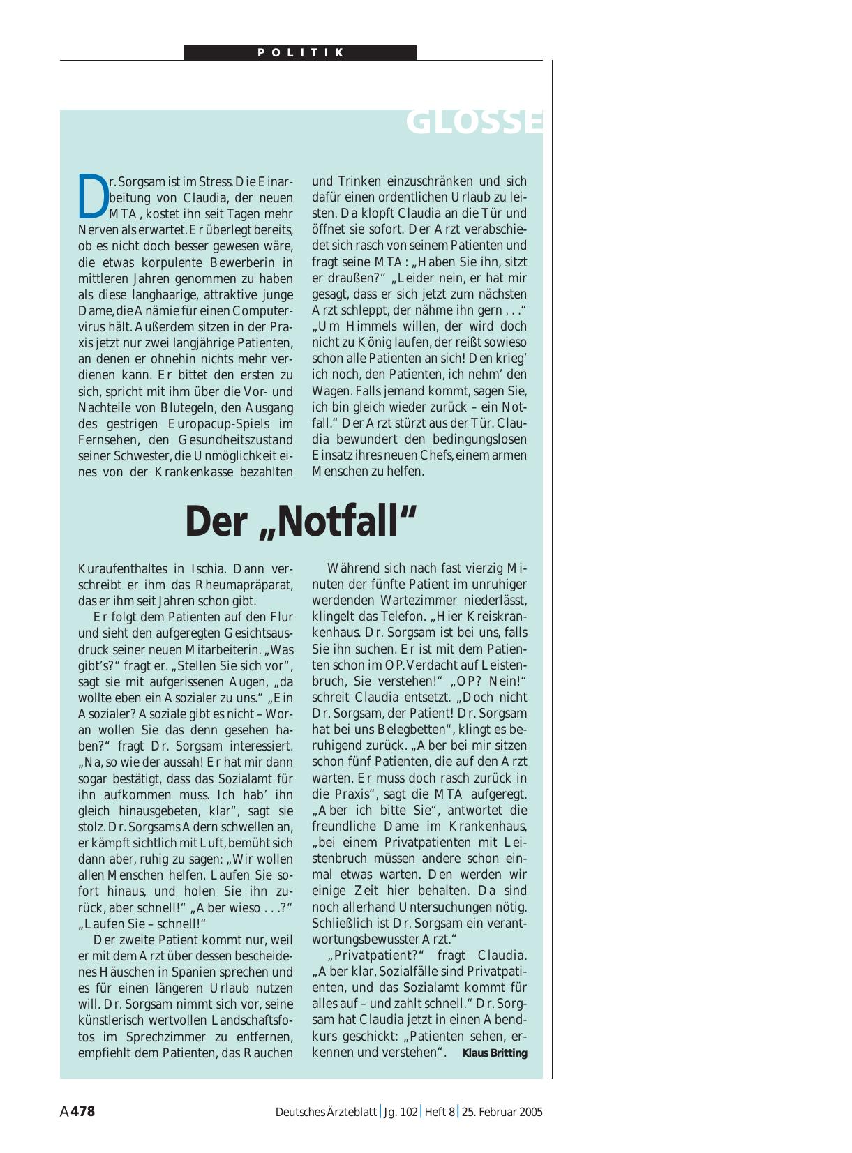 Vorschauseite 1: Der „Notfall“