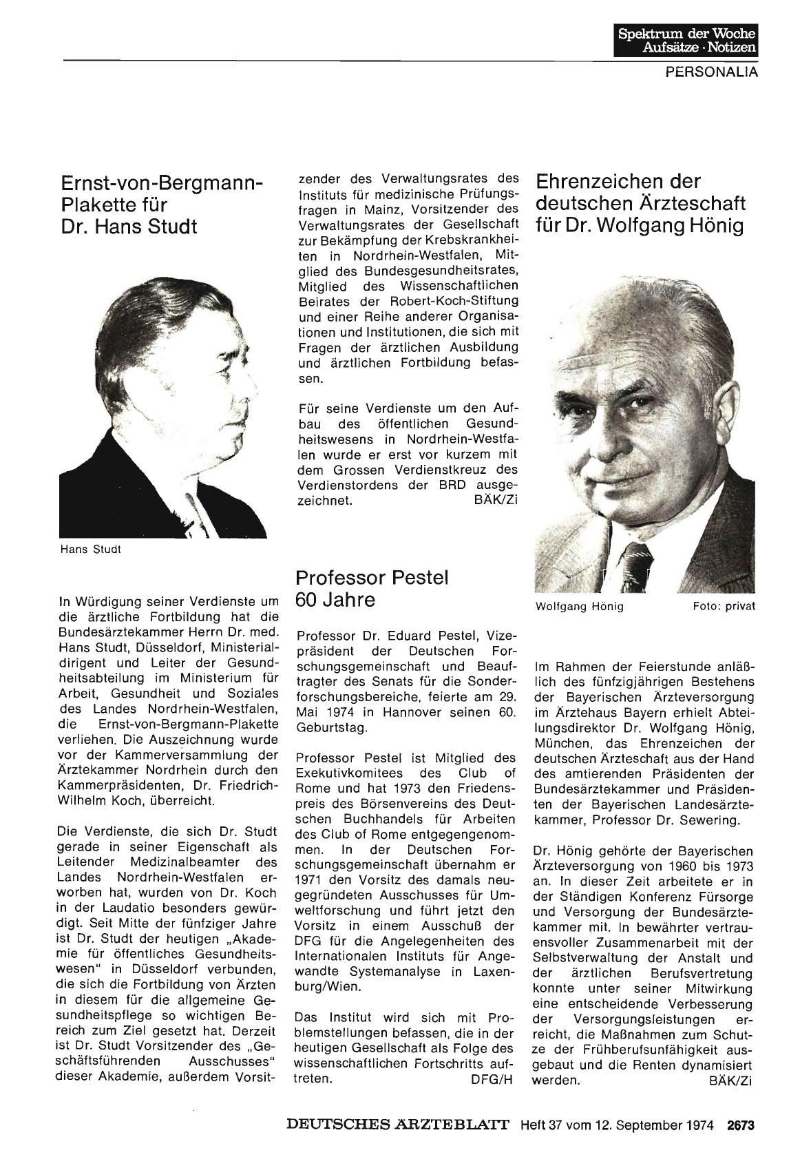 Vorschauseite 1: Professor Pestel 60 Jahre