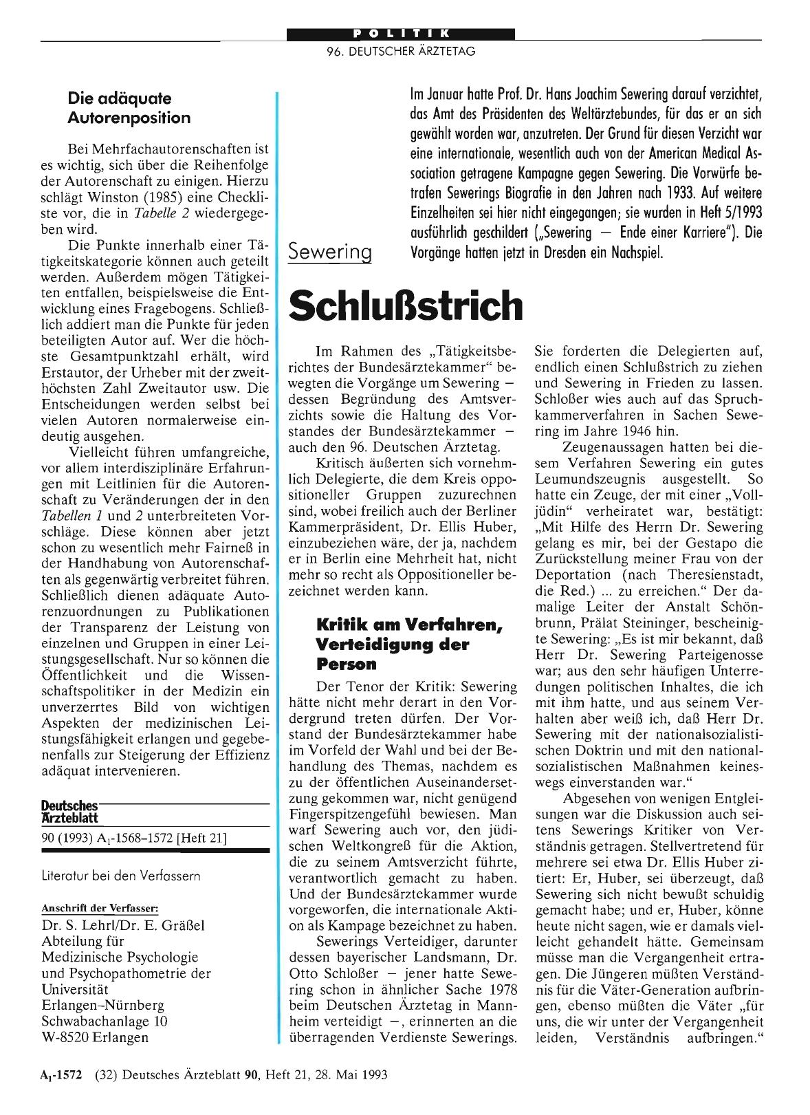 Vorschauseite 1: Sewering: Schlußstrich