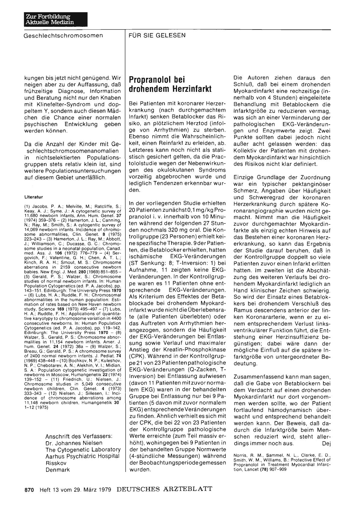 Vorschauseite 1: Propranolol bei drohendem Herzinfarkt