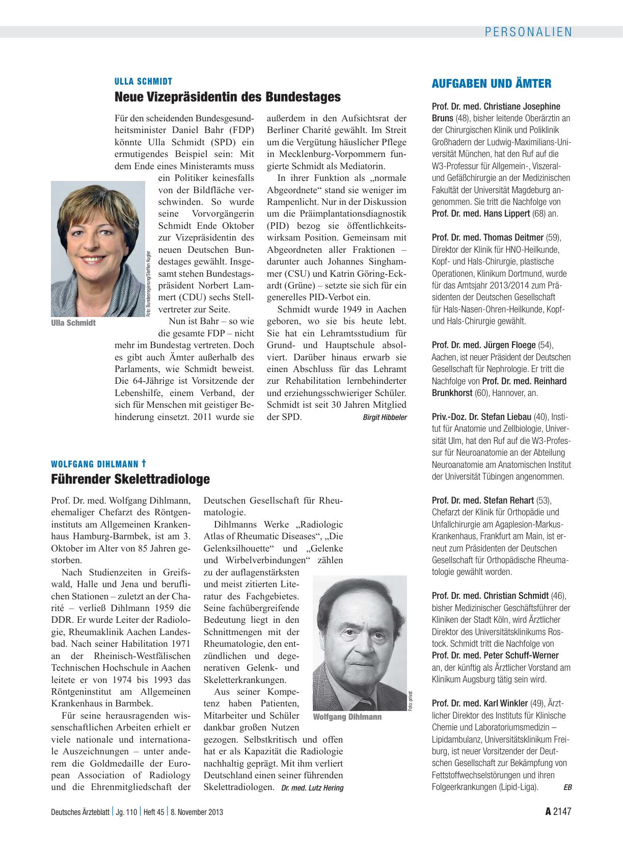 Vorschauseite 1: Ulla Schmidt: Neue Vizepräsidentin des Bundestages