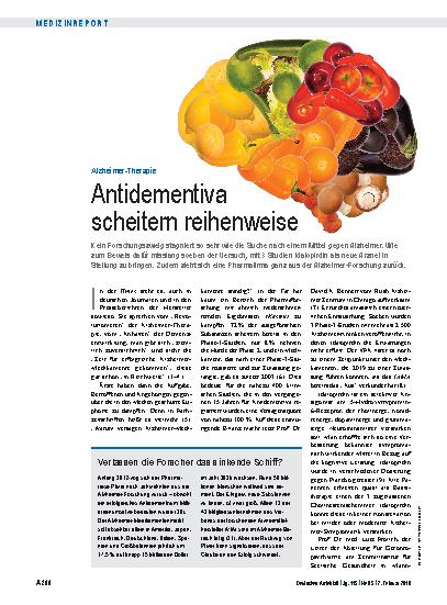 Vorschauseite 1: Alzheimer-Therapie: Antidementiva scheitern reihenweise
