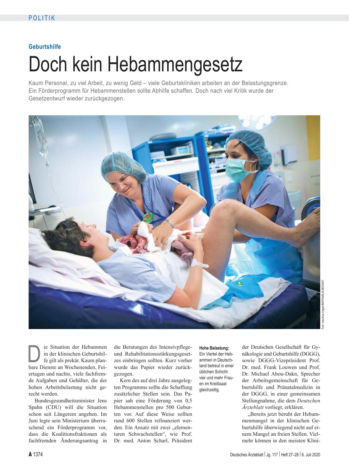 Vorschauseite 1: Geburtshilfe: Doch kein Hebammengesetz