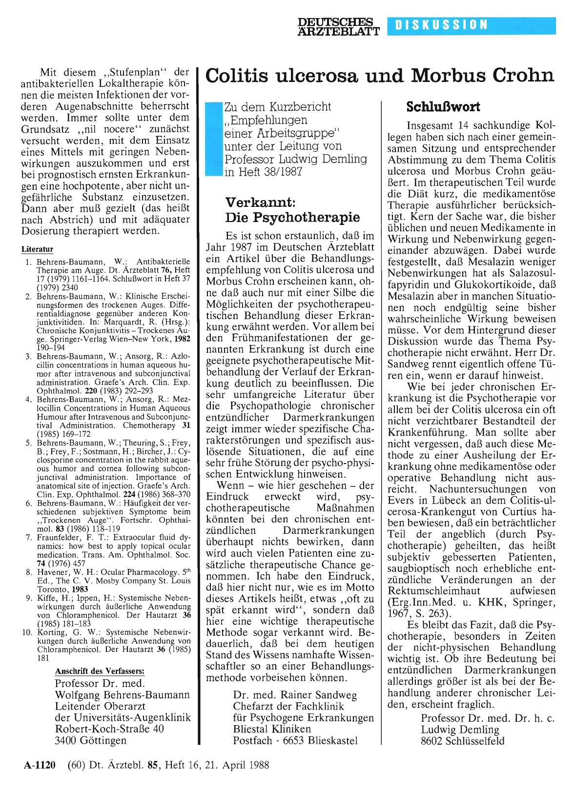 Vorschauseite 1: Colitis ulcerosa und Morbus Crohn: Schlußwort