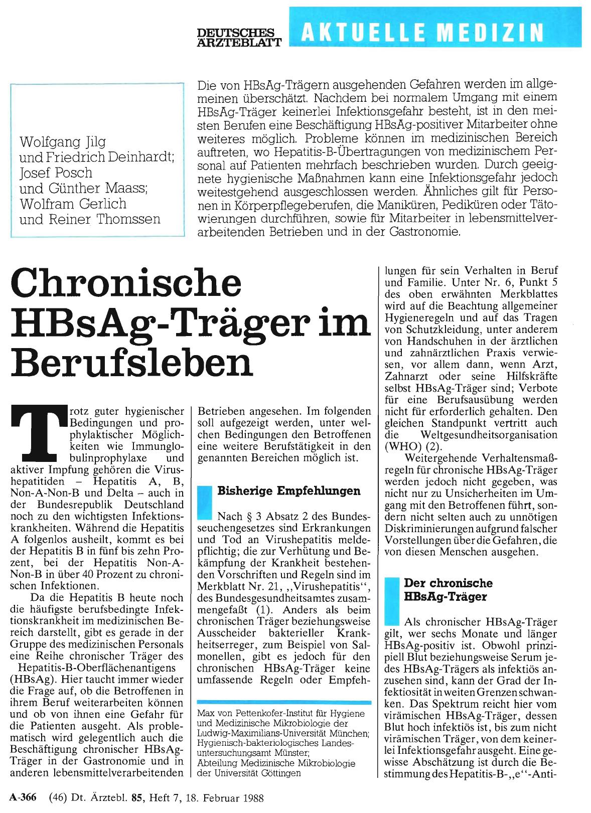 Vorschauseite 1: Chronische HBsAg-Träger im Berufsleben