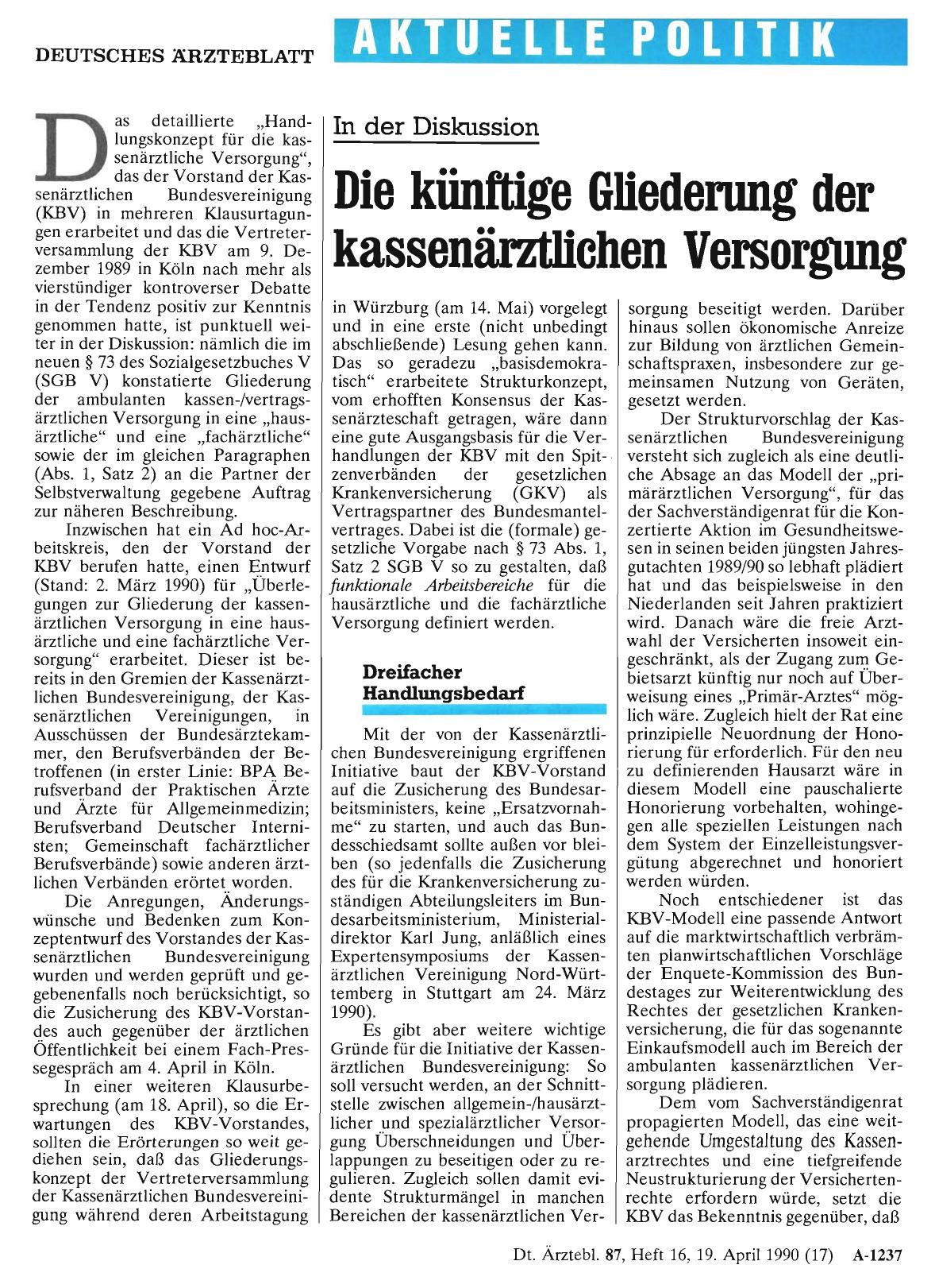 Vorschauseite 1: Die künftige Gliederung der kassenärztlichen Versorgung