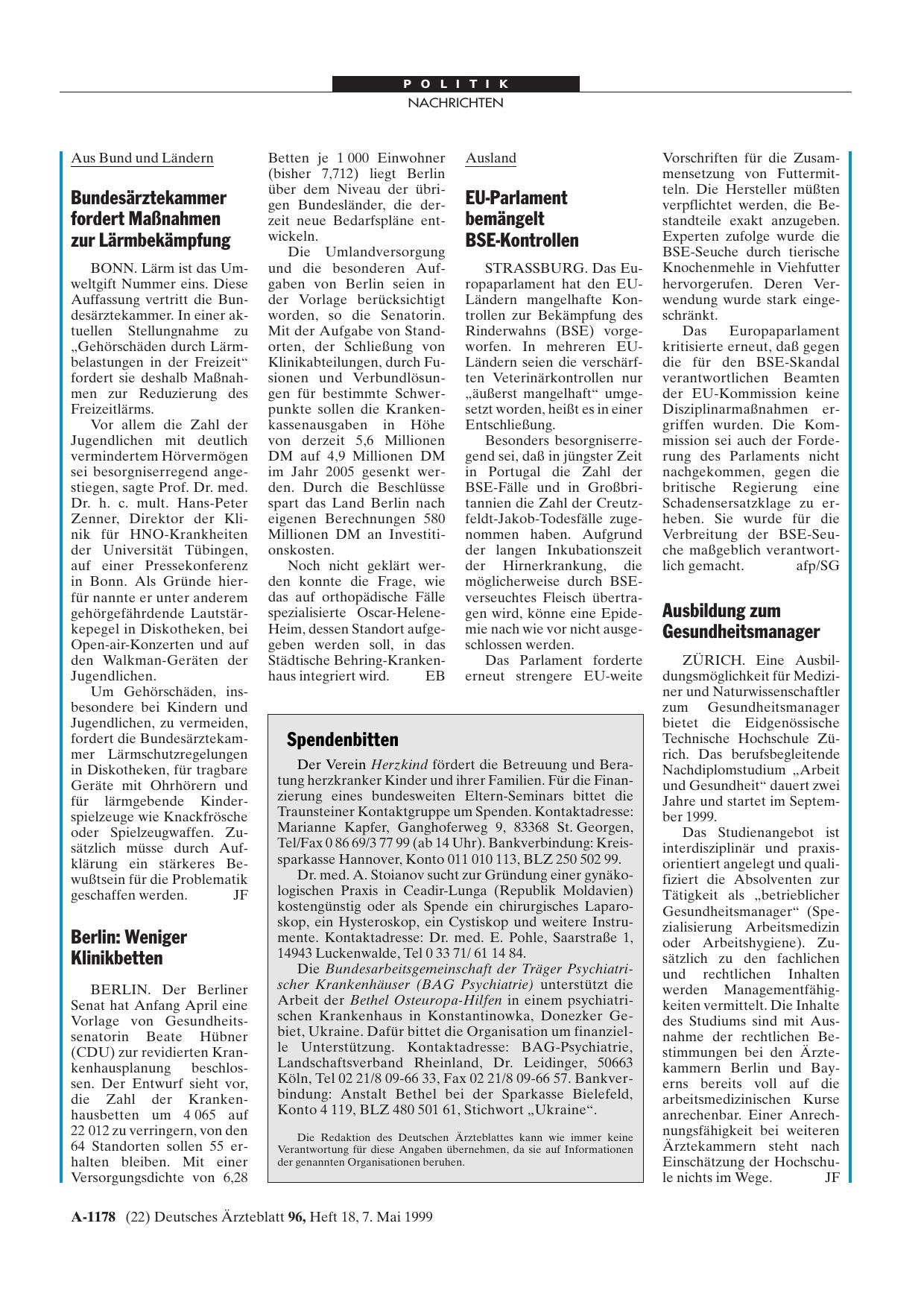 Vorschauseite 1: EU-Parlament bemängelt BSE-Kontrollen