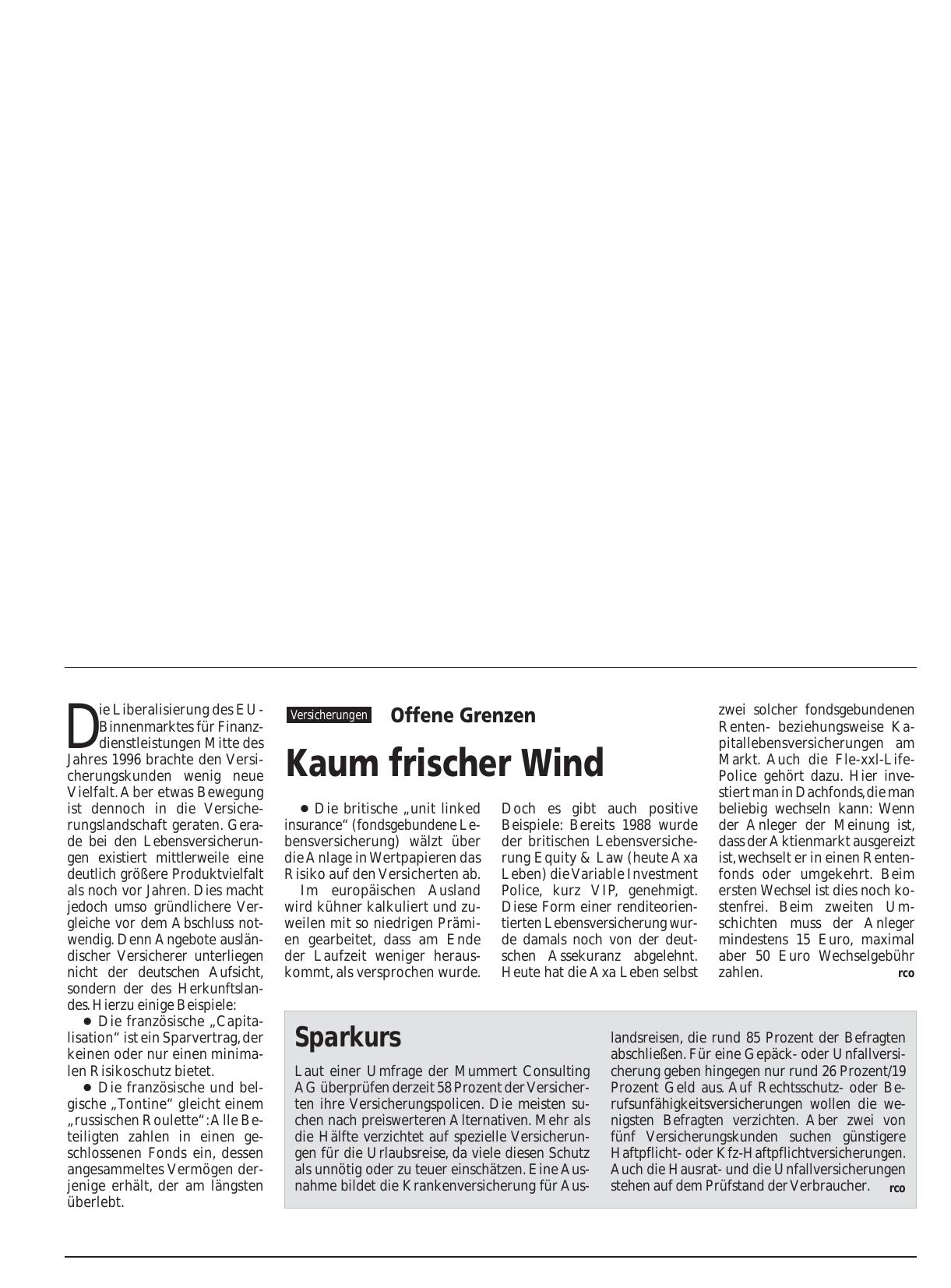 Vorschauseite 1: Sparkurs