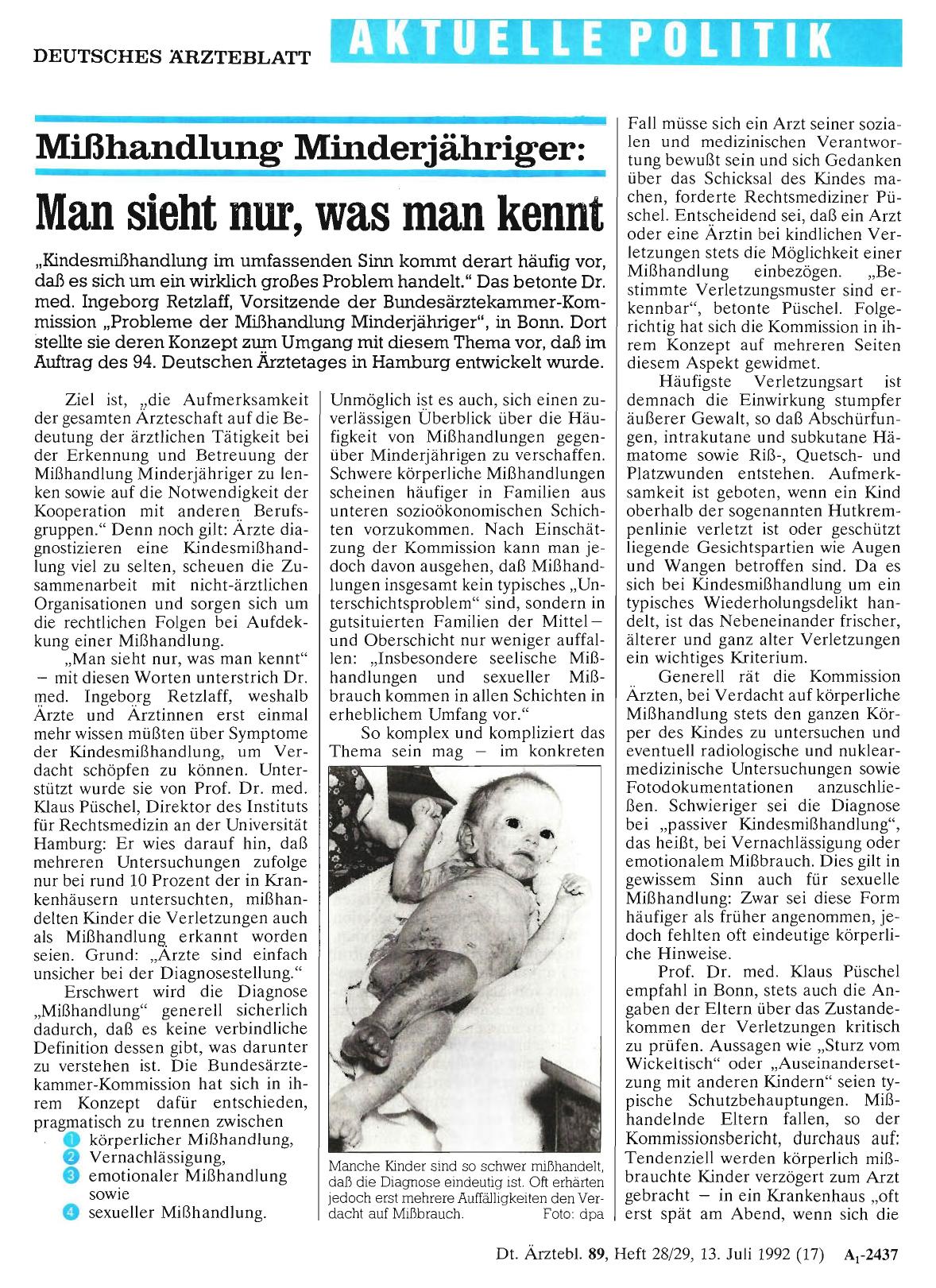 Vorschauseite 1: Mißhandlung Minderjähriger: Man sieht nur, was man kennt
