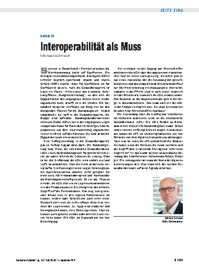 Vorschauseite 1: E-Health: Interoperabilität als Muss
