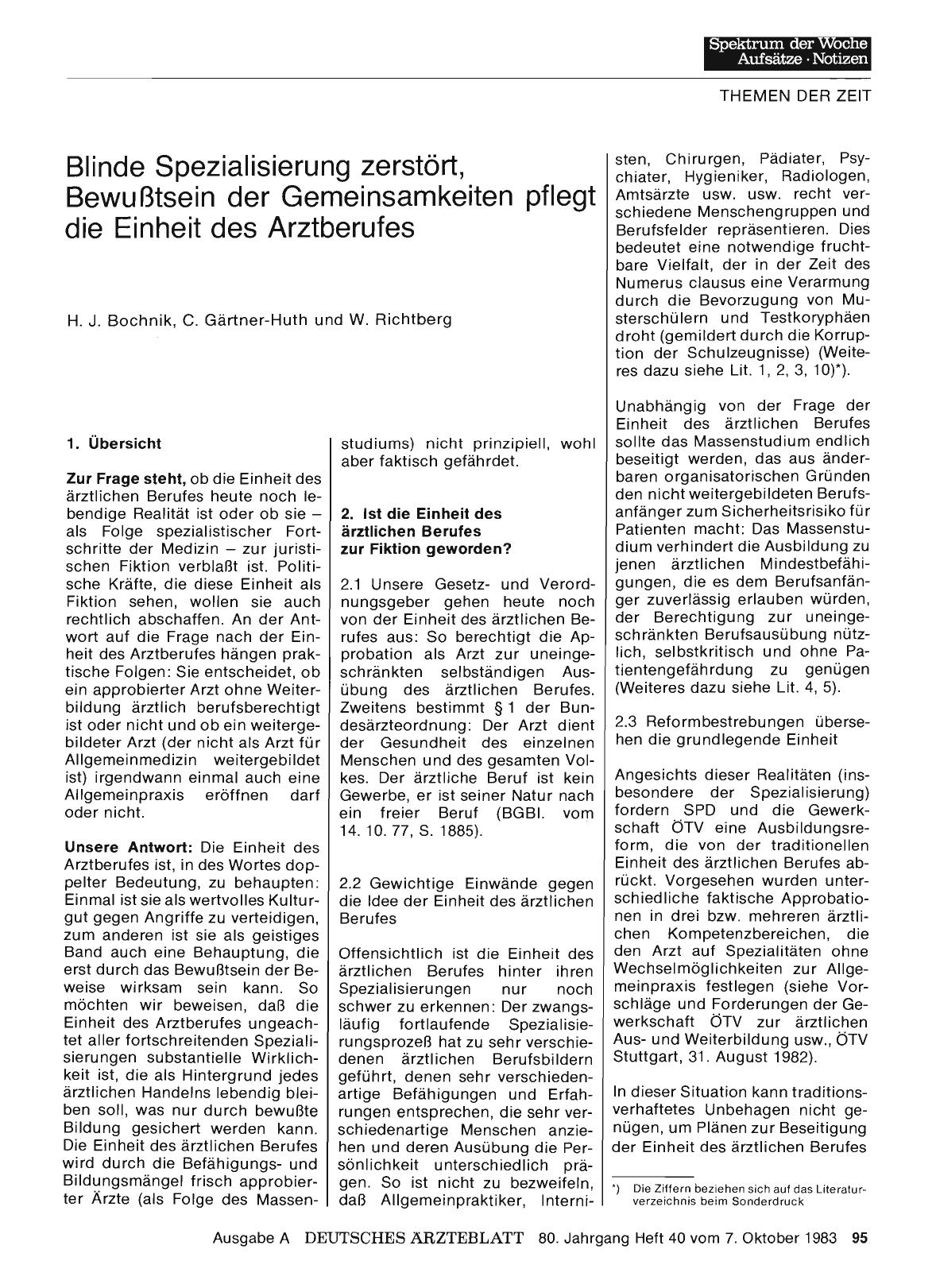 Vorschauseite 1: Blinde Spezialisierung zerstört, Bewußtsein der Gemeinsamkeiten pflegt die Einheit des Arztberufes