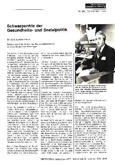 Vorschauseite 1: Schwerpunkte der Gesundheitsund Sozialpolitik