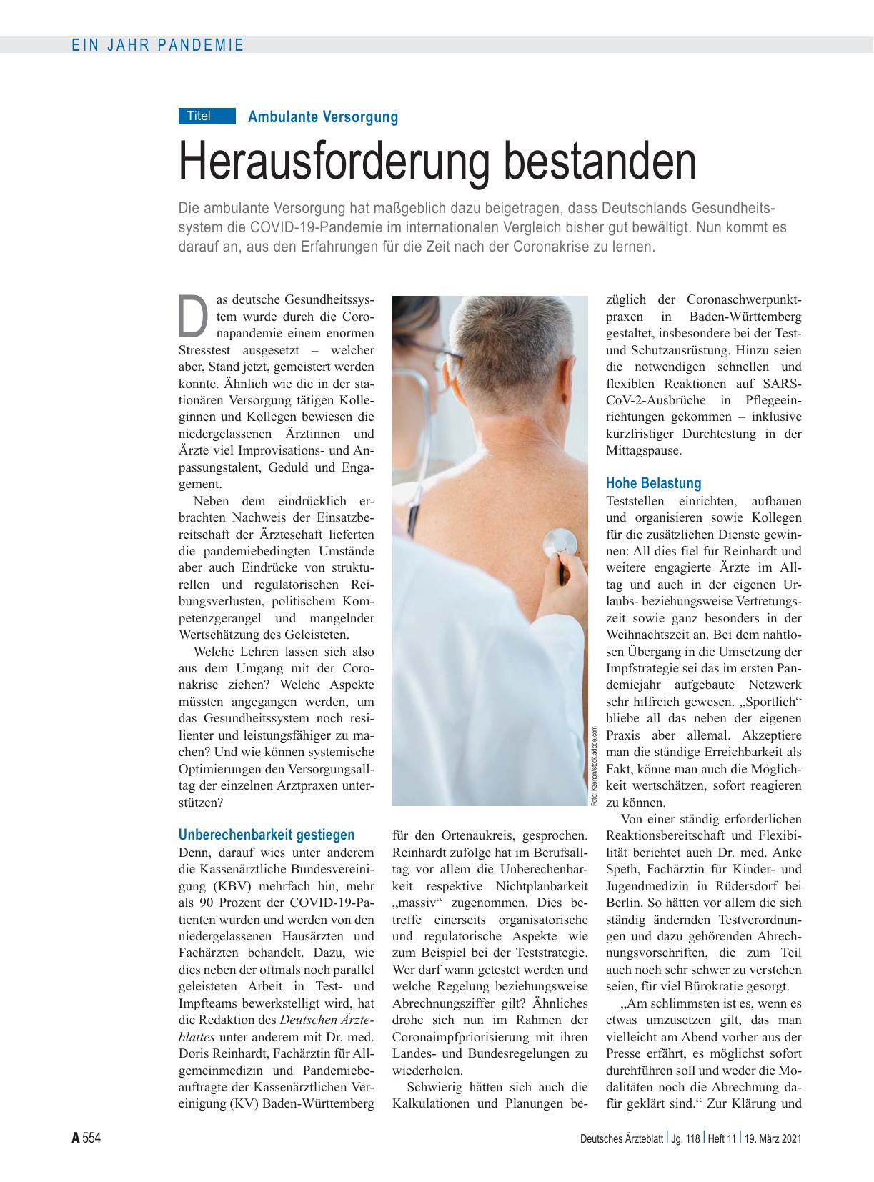 Vorschauseite 1: Ambulante Versorgung: Herausforderung bestanden