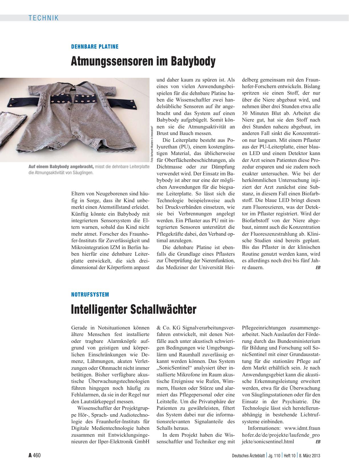 Vorschauseite 1: Dehnbare Platine: Atmungssensoren im Babybody