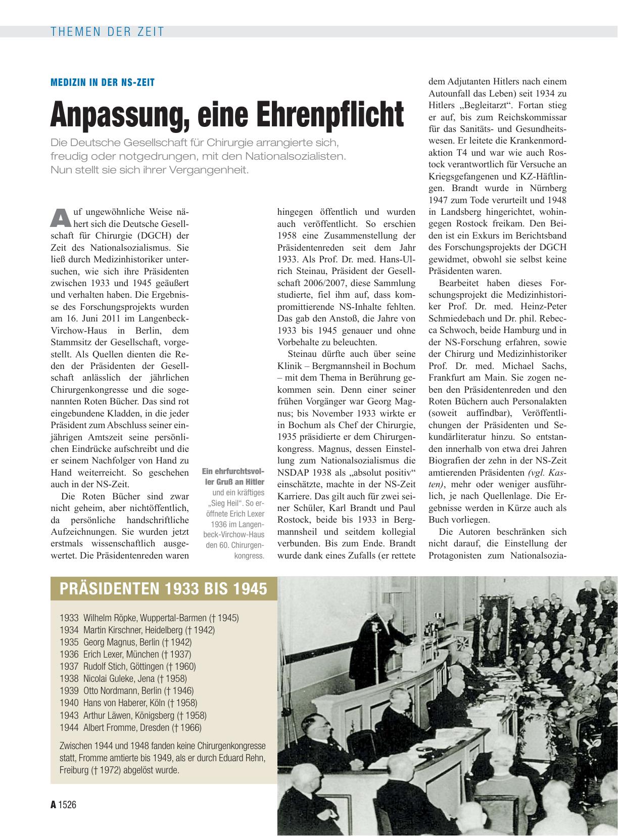 Vorschauseite 1: Medizin in der NS-Zeit: Anpassung, eine Ehrenpflicht