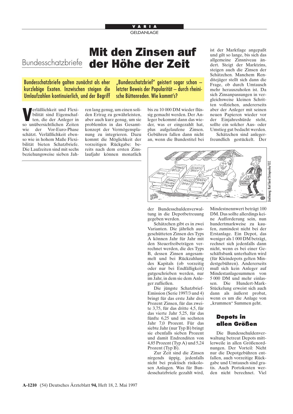 Vorschauseite 1: Bundesschatzbriefe: Mit den Zinsen auf der Höhe der Zeit