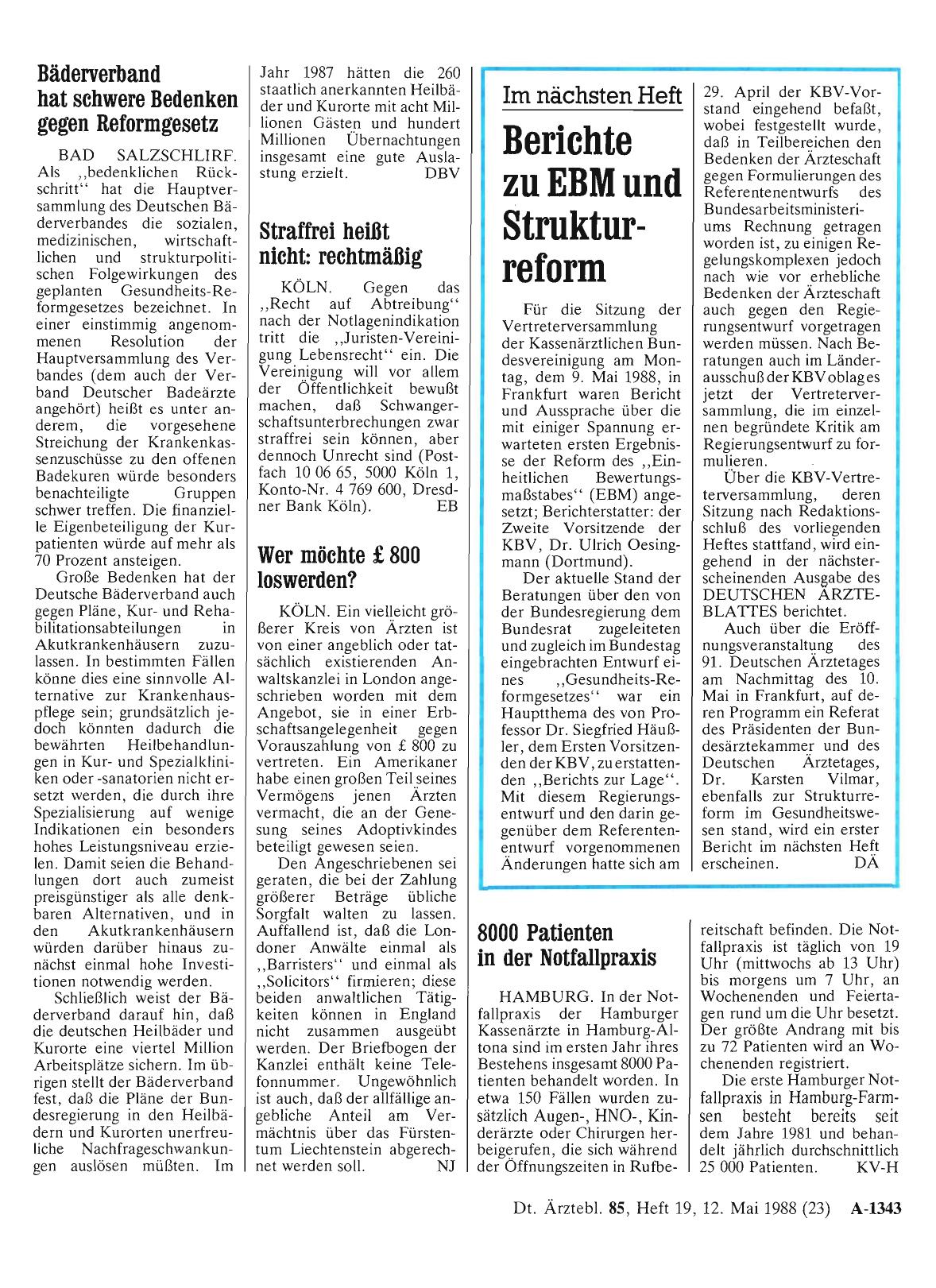 Vorschauseite 1: 8000 Patienten in der Notfallpraxis