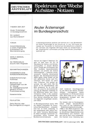 Vorschauseite 1: Akuter Ärztemangel im Bundesgrenzschutz
