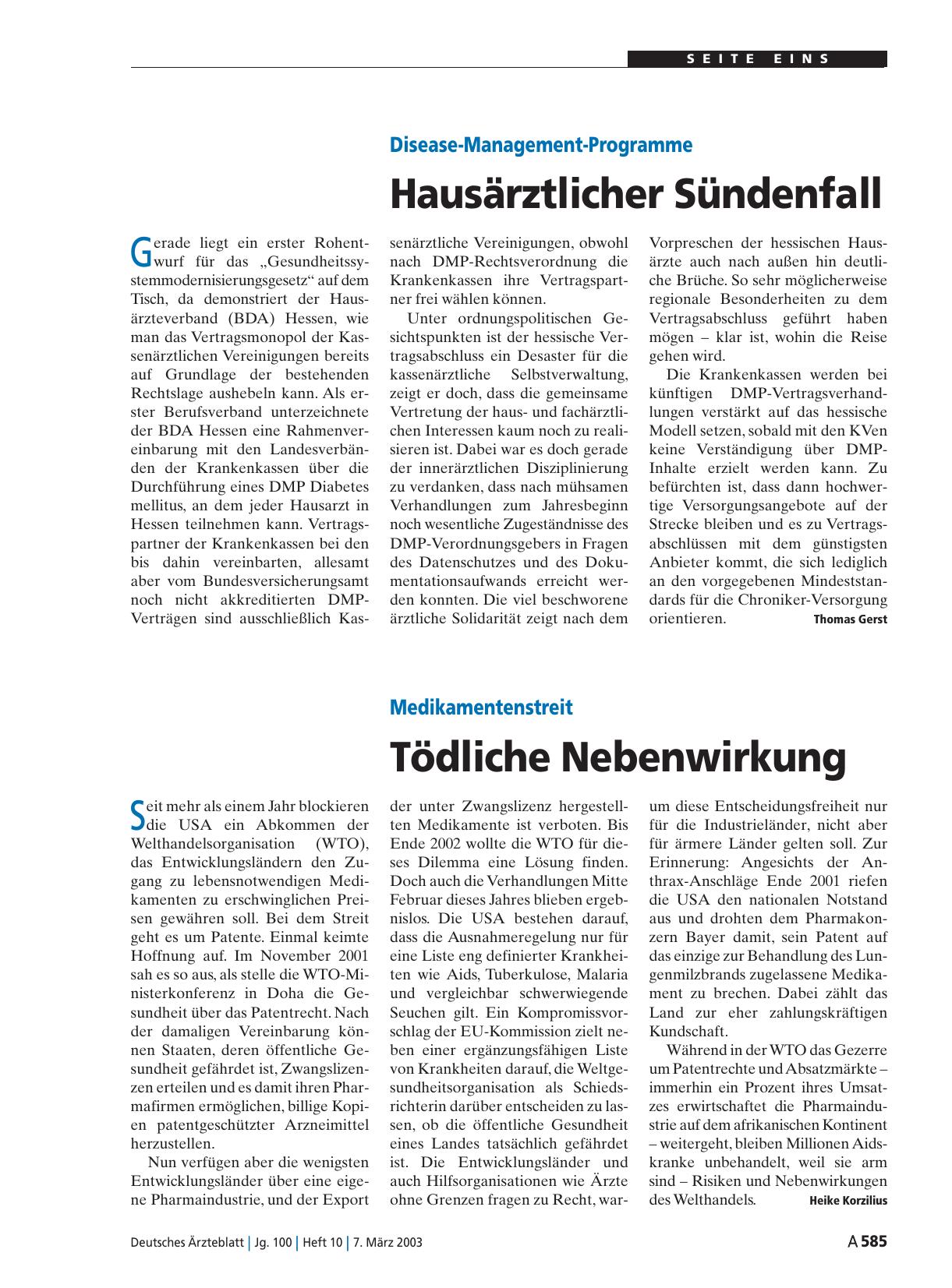 Vorschauseite 1: Disease-Management-Programme: Hausärztlicher Sündenfall
