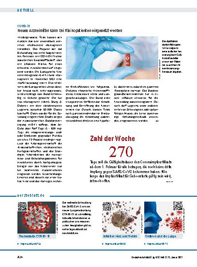Vorschauseite 1: COVID-19: Neues Arzneimittel kann bei Risikopatienten eingesetzt werden